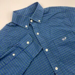 Vineyard Vines Men's XS Performance Blue & Green Plaid Classic Fit Tucker Shirt